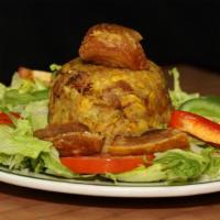 Mofongo - Plantain Ball With Options · Mashed Plantain Ball with Garlic, Olive Oil, and a Mixture of Meat, Cheese , or Both on The ...