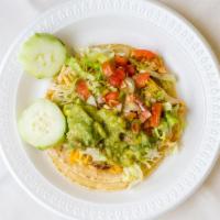 Chicken Taco · Corn tortilla with lettuce, guacamole and pico de gallo.