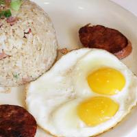 Fried Rice Special · Two eggs and one choice of: 2-piece Spam, Portuguese sausage, bacon or link (no substitution...
