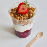 Individual Yogurt Parfait (Gf) · Greek yogurt served with maple walnut granola and fresh mixed berries.