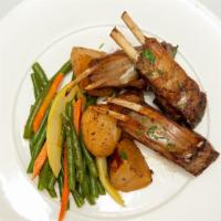 Lamb Chops · New Zealand  lamb chops grilled with traditional seasonings and served with baked lemon pota...