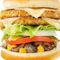 Double Veggie Burger · Two organic veggie patties made of whole grains, seasoned veggies, and cheese with your favo...