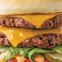 Elevation Burger · Two 100% grass-fed, organic beef patties topped with two slices of cheddar cheese, lettuce, ...