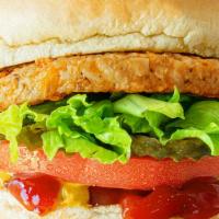 Veggie Burger · One organic veggie patty made of whole grains, seasoned veggies, and cheese served with lett...