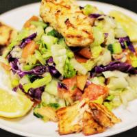 Grilled Salmon Salad · House salad made by lettuce, tomato and cucumber, vinegar and olive oil. Served with grilled...