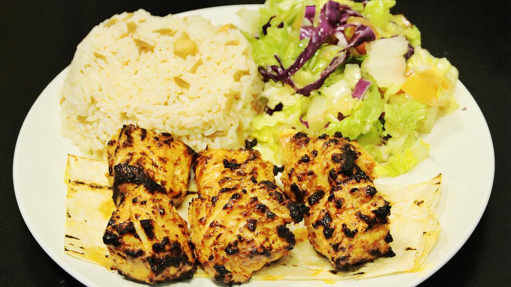 Chicken Shish Kebab · Popular. Tender pieces of hand chopped chicken breast seasoned in a lively marinate of Turkish spices and then char grilled on skewers.