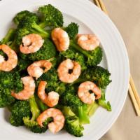Shrimp With Broccoli · Fresh jumbo shrimp with crisp broccoli in brown sauce.