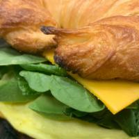 Spinach, Egg, And Cheese · Spinach, scrambled egg patty, and cheddar cheese on your choice of bagel