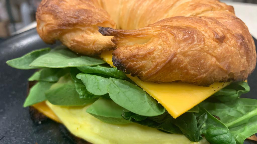 Spinach, Egg, And Cheese · Spinach, scrambled egg patty, and cheddar cheese on your choice of bagel