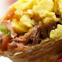 Steak Wrap (W5) · Two egg, roast beef, cheese, and a-1 steak sauce.