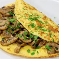Mushroom Omelette(O6) · Three egg whites and mushroom.