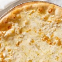 White Pizza · A blend of mozzarella, fontina, and parmesan cheeses with chopped garlic.