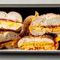 Meat, Egg, And Cheese On A Bagel · Egg, american cheese, your choice of meat served on your choice of bagel.