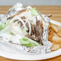 Lamb Gyro · Delicious lamb served with lettuce, tomato, onions, and our 