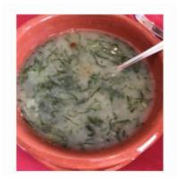 Caldo Verde Soup · Collard greens in a potato base.