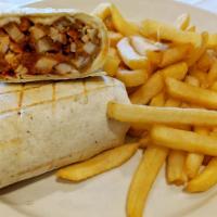 Chicken Finger Parmigiana Wrap · With marinara sauce and melted mozzarella cheese.
