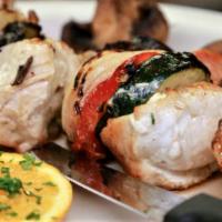 Chicken Kabob · With peppers, onions and mushrooms over rice.