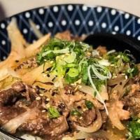 Gyudon · Beef and onions over rice.
