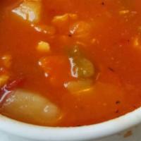 Manhattan Clam Chowder · The red one-loaded with vegetables and clams.