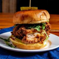Fried Chicken Sandwich · Our delicious crispy fried chicken with lettuce, tomatoes, pickles, and mayo on a Hawaiian b...