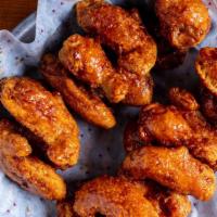 Factory Wings (40) · battered & double-fried, please allow up to 30 minutes. Soy Garlic & Spicy Soy Glaze.