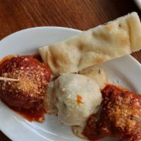 Ball Trio Sampler · 3 of our most popular ball and sauce combinations: classic ball + classic tomato sauce, spic...