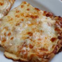 Margherita Flatbread · Crispy flatbread topped with tomato sauce and mozzarella cheese