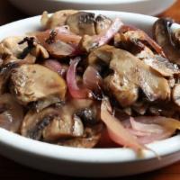 Mushrooms · Roasted with red onions, red wine vinegar and parsley. Vegan and gluten free.