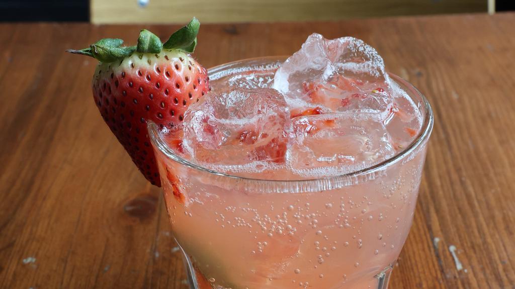 Strawberry Margarita (Non Alcoholic) · Fresh strawberries, lime, agave nectar. No alcohol.