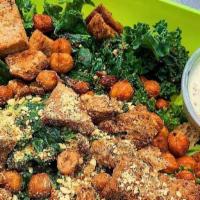 Kale Caesar · Organic massaged kale (extra virgin olive oil, lemon juice, nutritional yeast, pink himalaya...