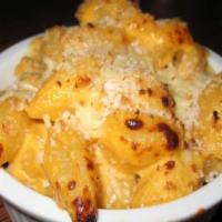 Mac And Cheese · Shell Pasta and A Melted House-Cheese Blend. Add Bacon, Pulled Pork, or Beef Brisket For An ...