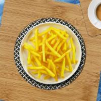 Crispy Fries Cuts · Idaho potato fries cooked until golden brown and garnished with salt.