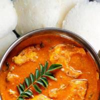 Idly With Fish Curry · 3Pcs Idly with 16oz Curry.
