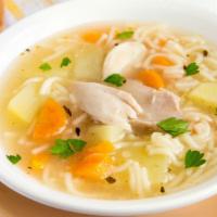 Chicken Soup · Traditionally prepared soup with mixture of vegetables consisting of sweet onions, carrots, ...