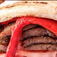 Jimmy'S Panini Sandwich · Lamb and beef gyro meat, roasted peppers, feta cheese and red onion.