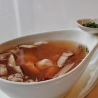 Lemongrass Hot & Sour Soup · Shrimp, scallop, chive, fish cake, and shiitake mushroom.
