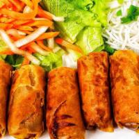 Spring Rolls (3 Roll) - Chả Giò · A combination of shrimp, crab meat, pork, and vegetables wrapped in rice paper and deep-frie...