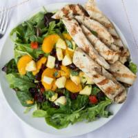 Caribbean Salad · Grilled chicken, mixed greens, mandarin oranges, pineapples, cranberries, red peppers and ci...