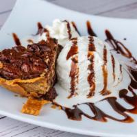 Chocolate Pecan Pie With Vanilla Ice Cream · 