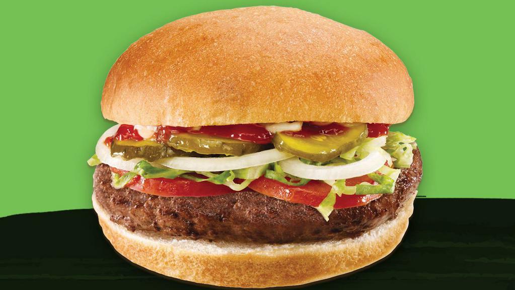 Big D Beyond Burger · 0% Meat, 100% Delicious.  Served on a brioche roll with lettuce, tomato, mayo, ketchup, pickle and onion.