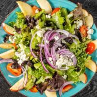 Sweet & Zesty · Baby Green Salad Blend w/ Onions, Tomatoes, Walnuts, Dried Cherries, Apples, Blue Cheese & M...