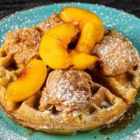 Vegan Chicken & Waffles · Corn Waffle w/ Caramelized Peaches

AVAILABLE UNTIL 11:30AM DAILY