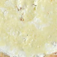White Pizza · Ricotta, mozzarella and Romano cheese. No sauce.