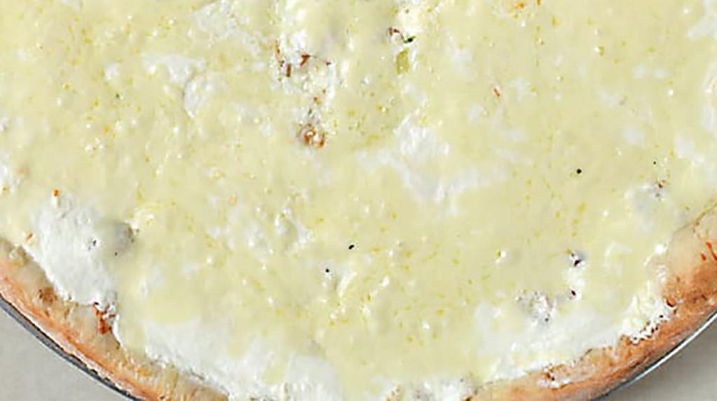 White Pizza · Ricotta, mozzarella and Romano cheese. No sauce.