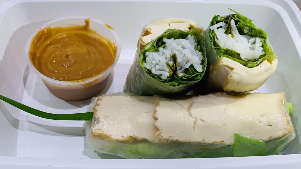 Tofu Summer Roll · Completely vegan summer roll wrapped with firm tofu. Serve with peanut sauce. Vegan.