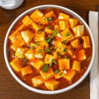 Ma Po Tofu · Spicy. Tofu set in spicy and numbing sauce mixed with Szechuan douban sauce.