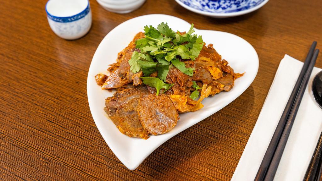 Multi-Spiced Beef With Cilantro · Spicy. Slices of beef shank, in spicy tangy sauce, zing of Sichuan peppercorn along with the heat of chili peppers, topped with cilantro.