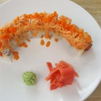 Jenjen Roll · Favorite. Inside: Spicy tuna, scallion, crunchy, and cucumber. Top: Spicy crab and spicy may...