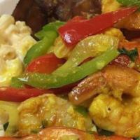 Curry Shrimp · (In memory of Liana Noelle McKenzie) Pan-seared extra-jumbo shrimp in a spicy curry sauce wi...