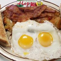 Two Eggs Any Style With Ham, Bacon Or Sausage · 